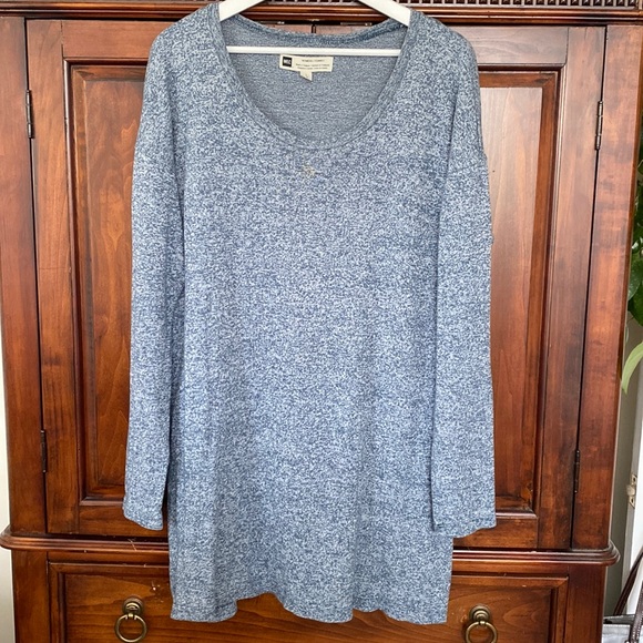 MEC long scoop neck tunic long sleeve organic cotton tencel lyocell Size Large - Picture 1 of 11